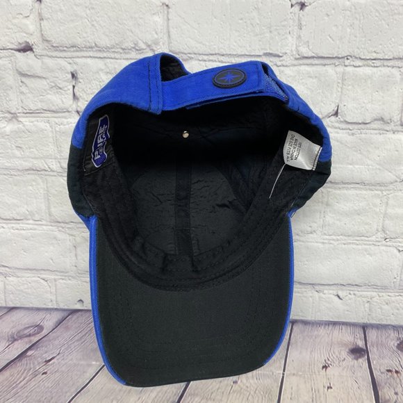 Vintage Polaris Hat Cap Kid's Size Strap Back Black Blue Multi Panel Embroidered - Picture 7 of 9